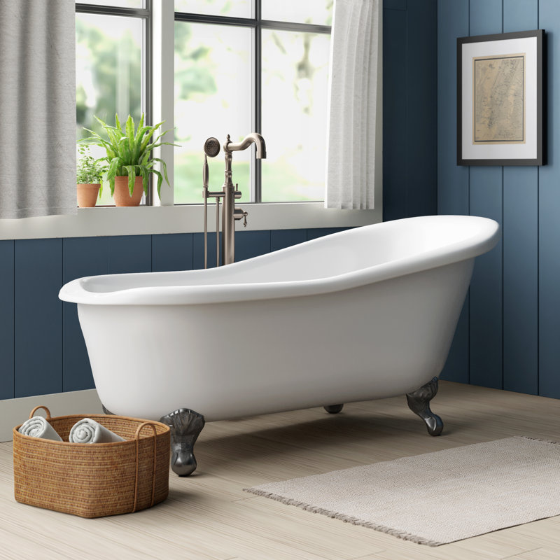 Addie 68" x 30" Freestanding Soaking Cast Iron Bathtub Birch Lane
